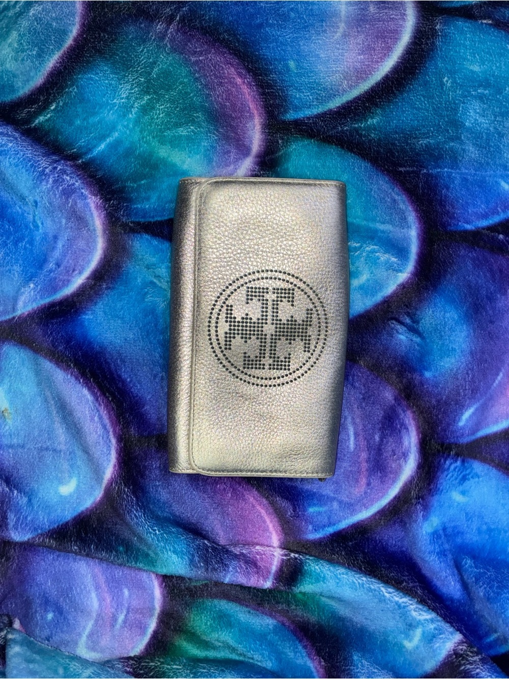 Tory Burch Metallic Silver Clutch Purse
